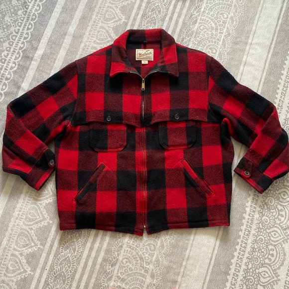 Vintage 90s Woolrich Buffalo Plaid Wool Mackinaw Hunting Jacket